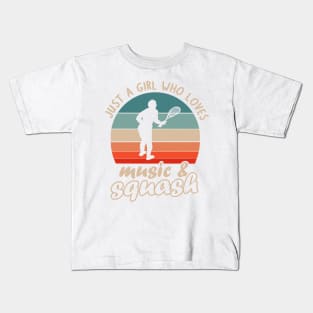 Music and Squash Racket Court Hobby Sports Kids T-Shirt